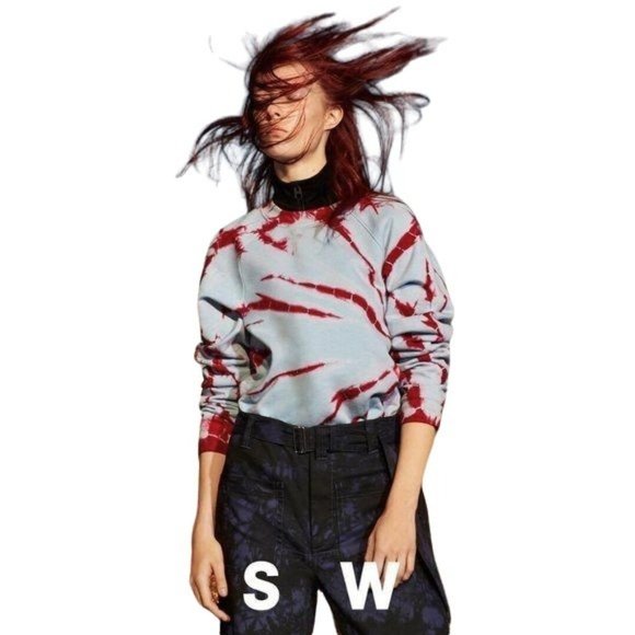 WOMENS PROENZA SCHOULER WHITE LABEL CREWNECK SWEATSHIRT BLUE & BURGUNDY … - Picture 6 of 12